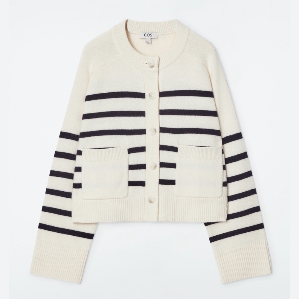 COS Striped Wool Crew Neck Sweater, Size Large. - Picture 3 of 14